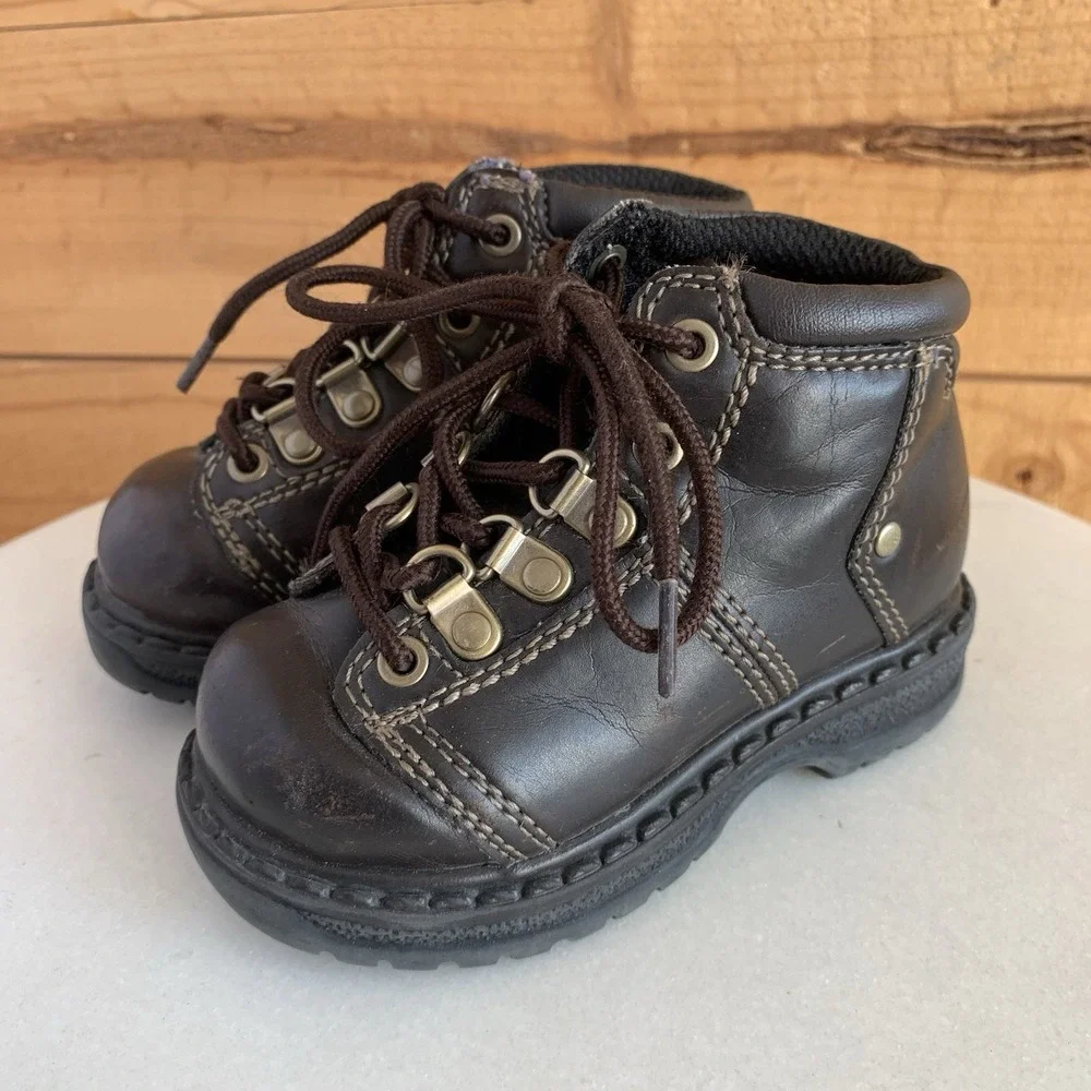 VTG Y2K 90's Chunky Toddler‎ Boots Sneakers Size 5 Kids Brown TKS Grunge